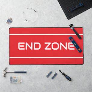 Alfrombrillas De Escritorio END ZONE Moderno Texto Blanco Rayas En Rojo Brilla