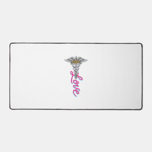 Alfrombrillas De Escritorio Enfermera Amor Caduceo Floral Médico Diseño Vertic