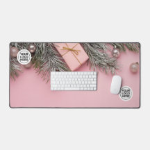 Escritorio de Navidades rosados Mat Mouse Pad