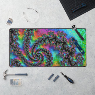 Alfrombrillas De Escritorio Espiral Fractal de Arcoíris Psicodélico Hippie Alu