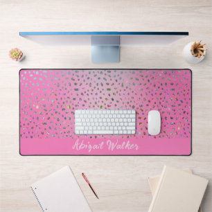Alfrombrillas De Escritorio Estampado de Guepardo Rosa Brillante