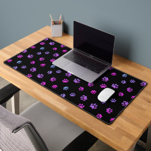 Alfrombrillas De Escritorio Estampado de huellas de patas rosadas púrpura azul