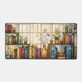 Alfrombrillas De Escritorio Estantería Botánica de Cristal Emplomado Bibliotec