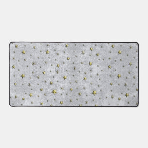 Alfrombrillas De Escritorio Estrellas brillantes doradas sobre papel plateado