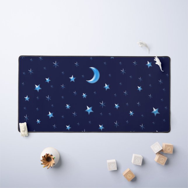 Alfrombrillas De Escritorio Estrellas de Navidades brillantes azules y luna en (Mesa para niños)