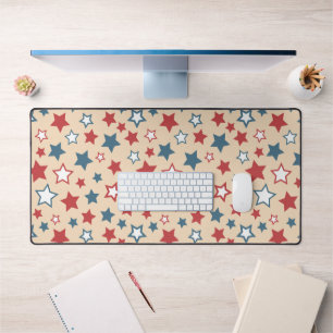 Alfrombrillas De Escritorio Estrellas Rojas y Azules, 4 de Julio, Fondo Beige