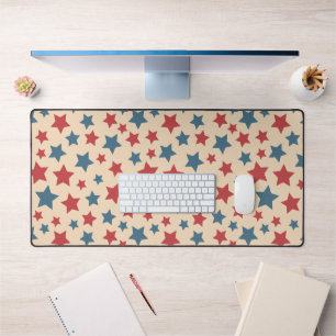 Alfrombrillas De Escritorio Estrellas Rojas y Azules, 4 de Julio, Fondo Beige
