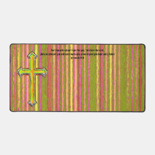 Alfrombrillas De Escritorio Faith Cross Stripe Jeremiah Bible Verse Desk Mat