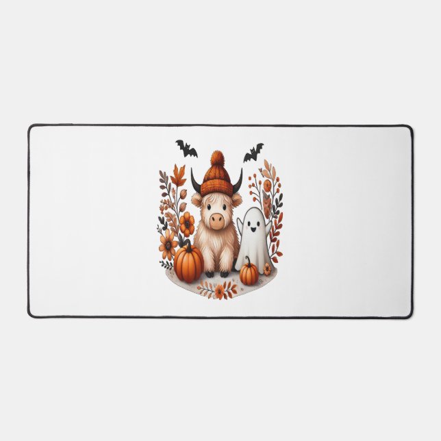 Alfrombrillas De Escritorio Fall Highland Cow Ghost , Otoño (Anverso)