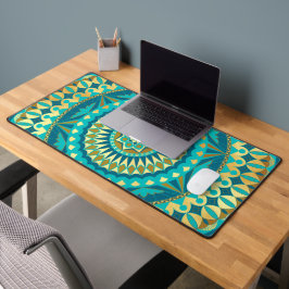 Alfrombrillas De Escritorio Fantasia de Mandala de Oro Azul