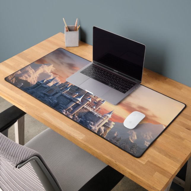 Alfrombrillas De Escritorio Fantástico castillo digital en las montañas (Oficina 2)