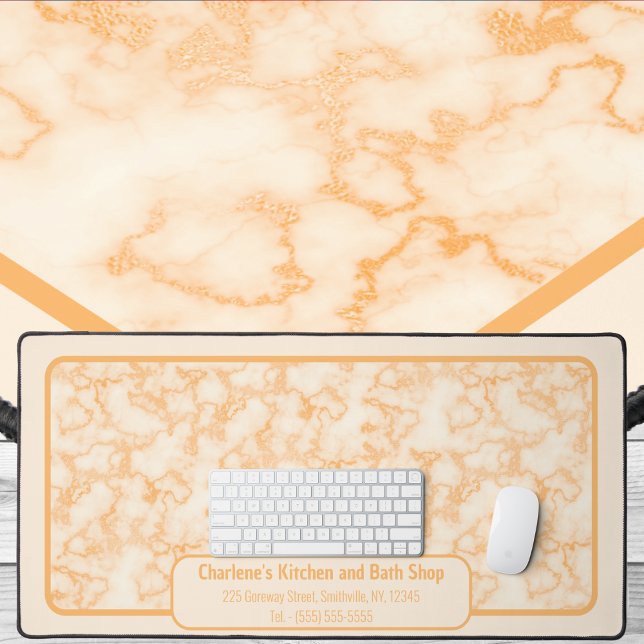 Alfrombrillas De Escritorio Faux Naranja Marble (Faux Orange Marble Desk Mat by Office Accessories Shop)