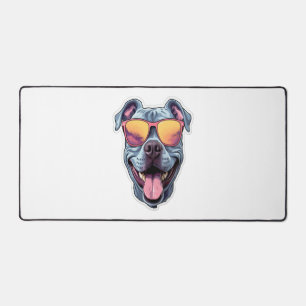 Alfrombrillas De Escritorio Feliz azul Pitbull con gafas de sol