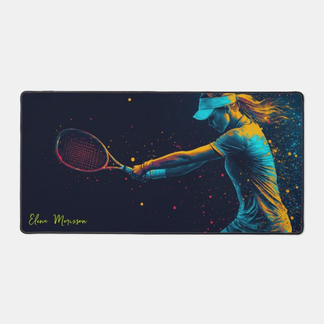 Alfrombrillas De Escritorio Female Tennis Player Hitting Ball (Anverso)