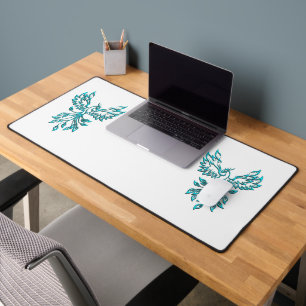 Alfrombrillas De Escritorio Fénix Azul se Levanta sobre Blanco