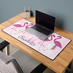Alfrombrillas De Escritorio Flamencos brillantes Brillo rosa brilla Monograma