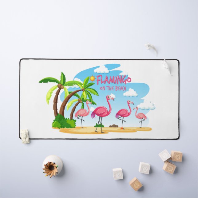 Alfrombrillas De Escritorio Flamingo en la playa (Mesa para niños)