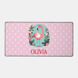 Alfrombrillas De Escritorio Flamingo floral rosa Personalizado con puntos de p