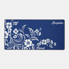 Alfrombrillas De Escritorio Flor azul de porcelana