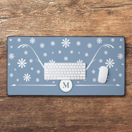 Alfrombrillas De Escritorio Flor azul turbia Motograma de escritorio Mat