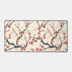 Alfrombrillas De Escritorio Flor de Coral Rojo Ume Japonés Patrón de Onda de M