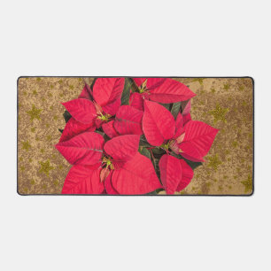 Alfrombrillas De Escritorio Flor de Navidades rojos, estrellas de oro en papel