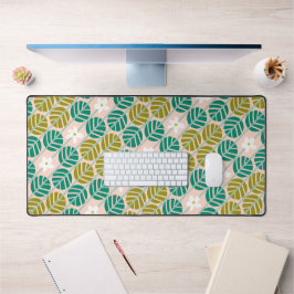 Alfrombrillas De Escritorio Flor verde esmeralda y rosa retro rayada