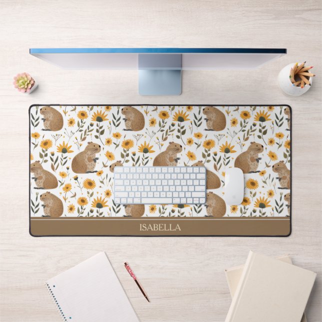 Alfrombrillas De Escritorio Floral Capybara Desk Mat (Oficina 1)