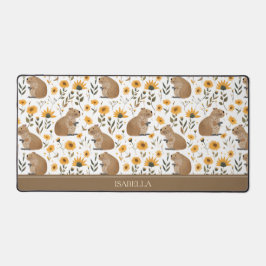 Alfrombrillas De Escritorio Floral Capybara Desk Mat