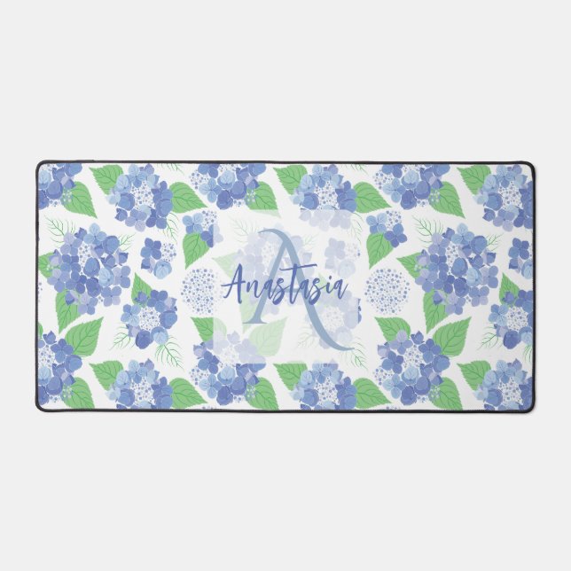 Alfrombrillas De Escritorio Floral de hidrangea azul personalizada (Anverso)