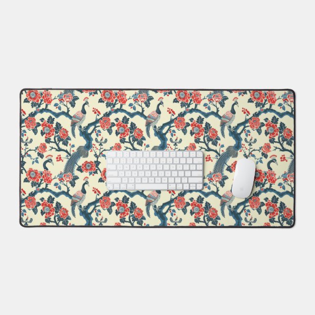 Alfrombrillas De Escritorio Floral Oriental Peacock Japanés (Teclado y ratón)