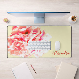 Alfrombrillas De Escritorio Floral personalizado rosas amarillas melocotón ret