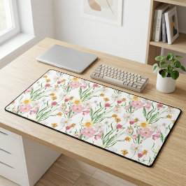 Alfrombrillas De Escritorio Floral silvestre de acuarela rosa verde