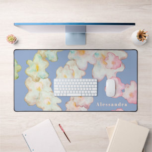 Alfrombrillas De Escritorio Flores Azules Personalizadas Acuarela Colorida Flo
