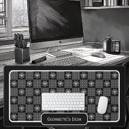 Alfrombrillas De Escritorio Flores blancas minimalistas - Comprobadas en negro