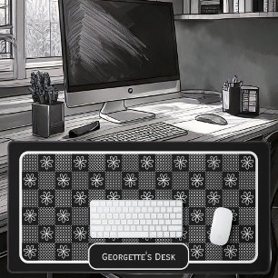 Alfrombrillas De Escritorio Flores blancas minimalistas - Comprobadas en negro