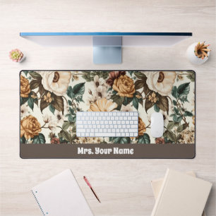 Alfrombrillas De Escritorio Flores de marfil antiguas, patrón de Rosas multico