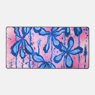 Alfrombrillas De Escritorio Flores de tinta abstracta azul rosado