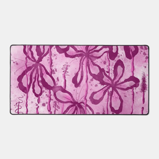 Alfrombrillas De Escritorio Flores de tinta abstracta rosadas (Anverso)