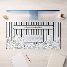 Alfrombrillas De Escritorio Flores negras y blancas con texto Personalizado de