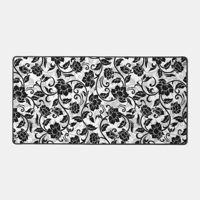 Alfrombrillas De Escritorio Flores negras y grises giratorias (Anverso)