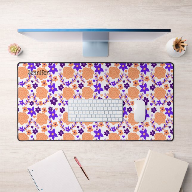 Alfrombrillas De Escritorio Flores Púrpura Y Naranja (Oficina 1)