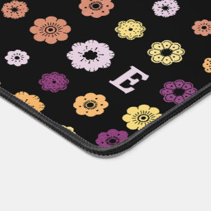 Alfrombrillas De Escritorio Flores retro con monograma