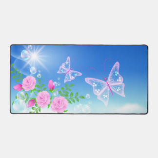 Alfrombrillas De Escritorio Flores rosadas y mariposas