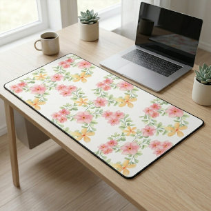 Alfrombrillas De Escritorio Flores silvestres de acuarela rosa naranja verde