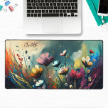 Alfrombrillas De Escritorio Flores silvestres pintadas de colores Nombre perso<br><div class="desc">Flores silvestres pintadas de colores Modernas y personalizadas Name Desk Mat cuenta con flores silvestres pintadas de colores en rosa, naranja, azul, rojo y blanco. Perfecto regalo para la familia y amigos por cumpleaños, Navidades, Día de la Madre, abuelos, hermano, hermana, esposa, pareja, mejores amigos, compañeros de trabajo y más....</div>