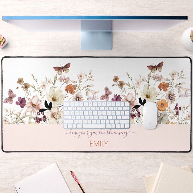 Alfrombrillas De Escritorio Flores silvestres presionadas Mochila de escritori (Pressed Wildflowers Botanical Floral Desk Mat)