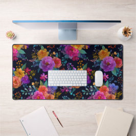 Alfrombrillas De Escritorio Flores vibrantes en flor negro elegante de época