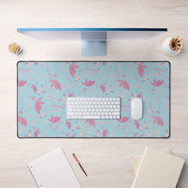 Alfrombrillas De Escritorio Flores y arcos azules delgados (Oficina 1)