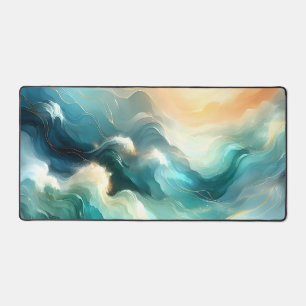 Alfrombrillas De Escritorio Flujo de Océano Dorado Ondas Abstractas